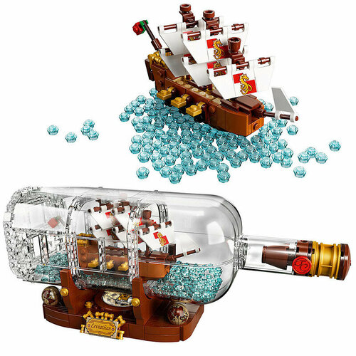 Конструктор Корабль в бутылке, 1078 деталей / Совместимый с Creator Ideas 21313 конструктор lego ideas 21313 корабль в бутылке