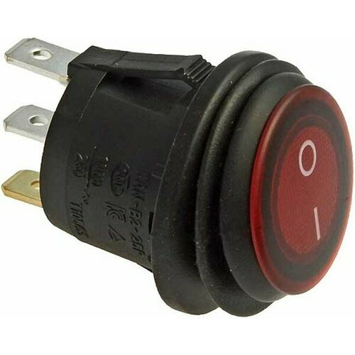 SB040 RED IP65 on-off ф20.2mm, Клавишный переключатель SB040, IP65, ON-OFF, диаметр 20.2 мм, красный 5pcs round black kcd1 red 3pin spst 3 position on off on 2 position on off rocker boat switch 6a 220v 10a 125v no led 20mm