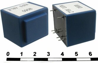 ТПК-2 (ТПГ-2) 2x15V (аналог), Трансформатор питания герметизированный ТПК-2, магнитоотвод ЕI30х17, 50 Гц, 25.5х27х32 мм, понижение с 220