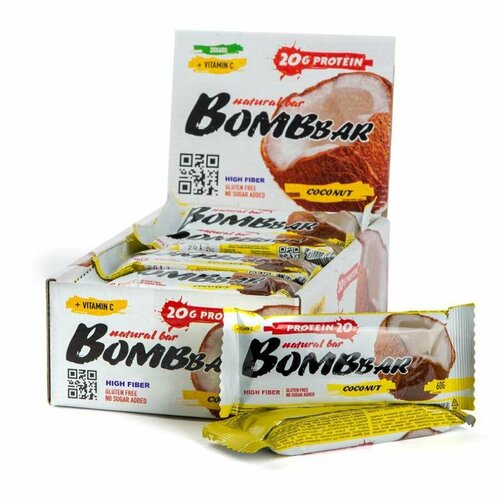 BombBar протеиновый батончик 60 г, 20шт (Кокос)