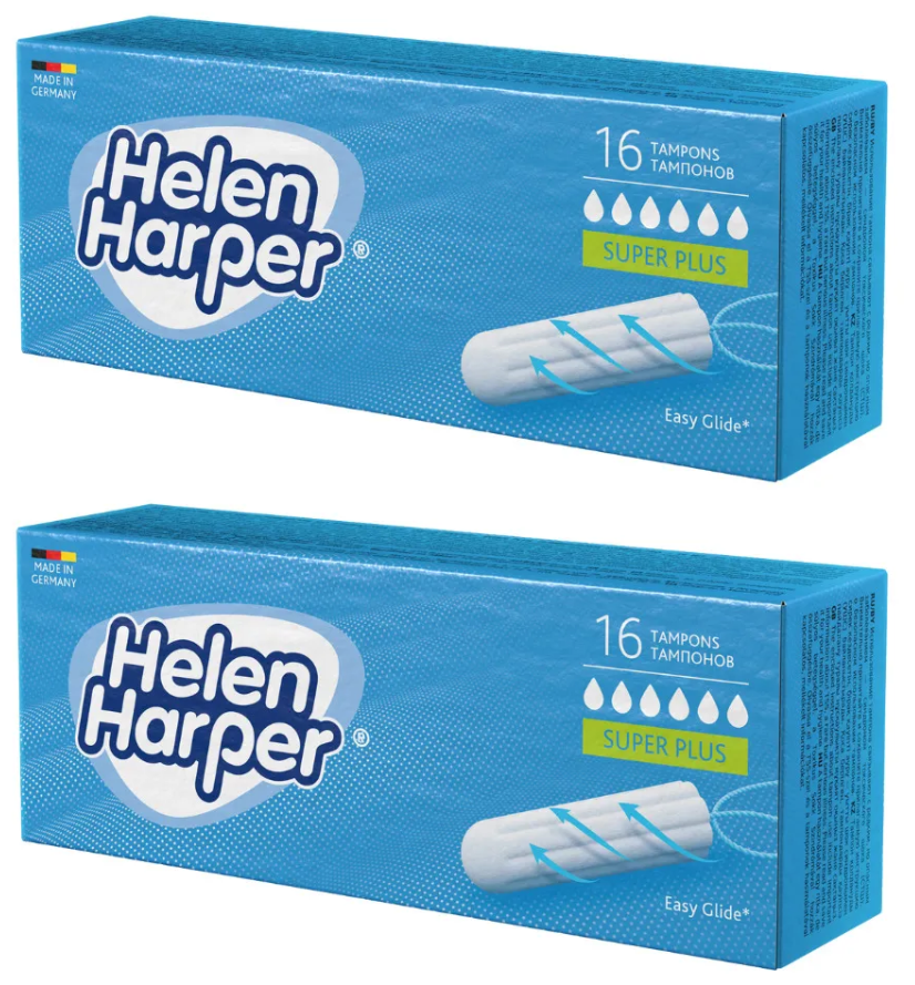 Тампоны гигиенические женские Helen Harper Super Plus (6 капель), 32 шт (2 уп по 16 шт)