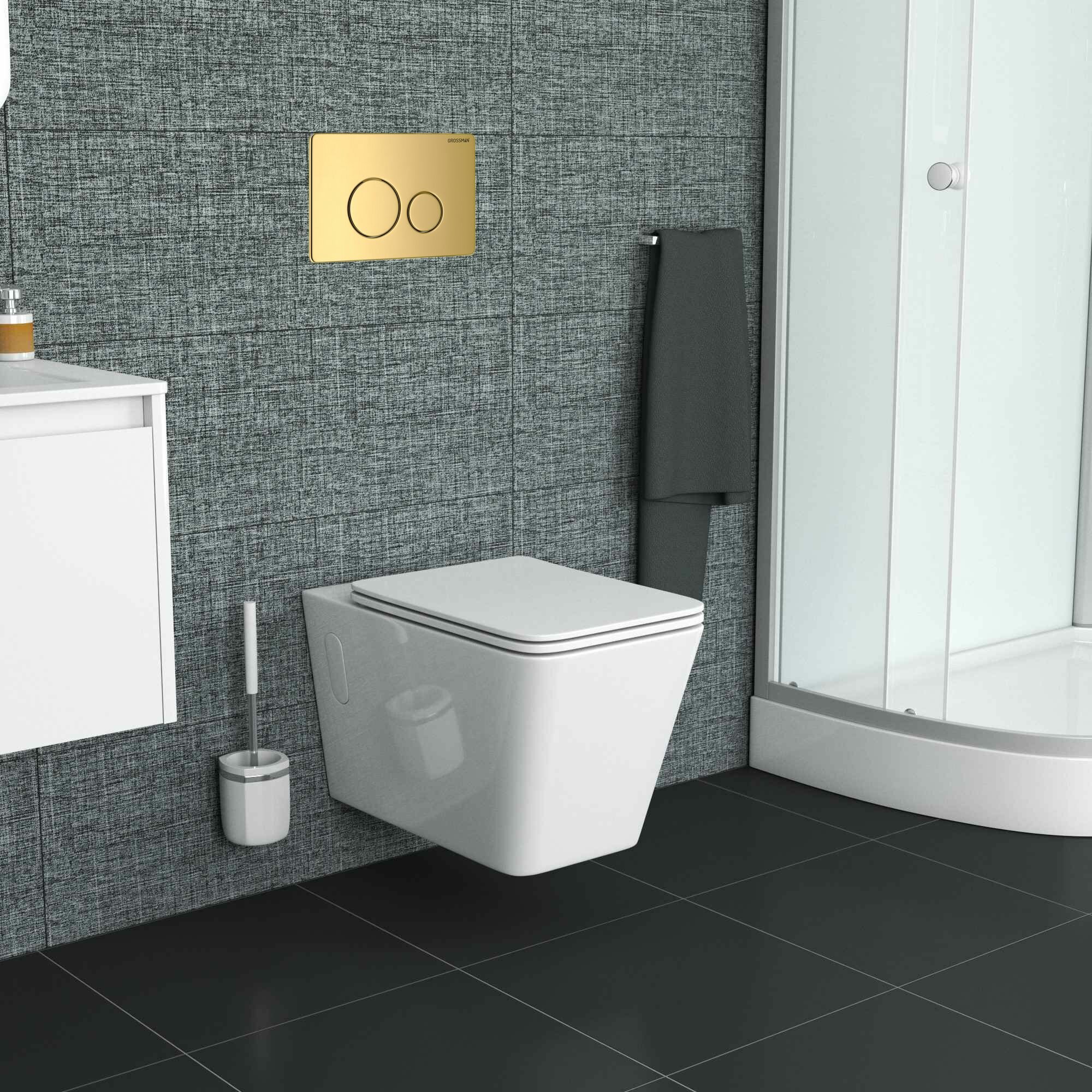 Унитаз подвесной Grossman GR-4414S (600х355х410) безободковый белый с тонкой крышкой микролифт1 место