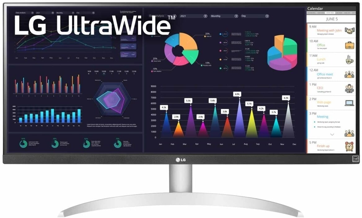 Монитор LG 29" UltraWide 29WQ600-W серебристый IPS LED 1ms 21:9 Hdmi M/M матовая 250cd 178гр/178гр 2 .