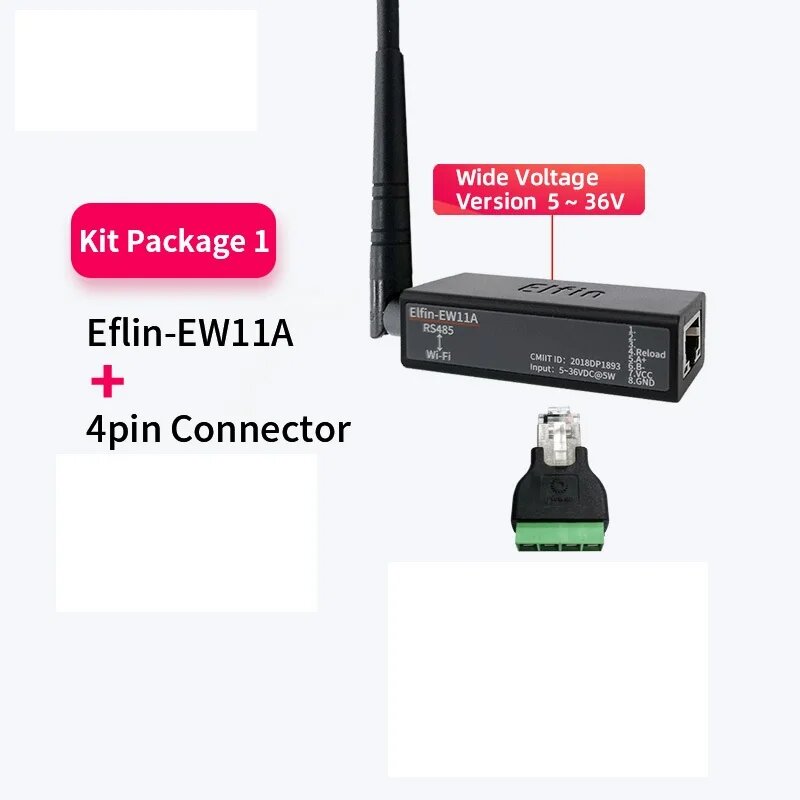 Сервер Elfin-EW11 RS485 WiFi, with connector