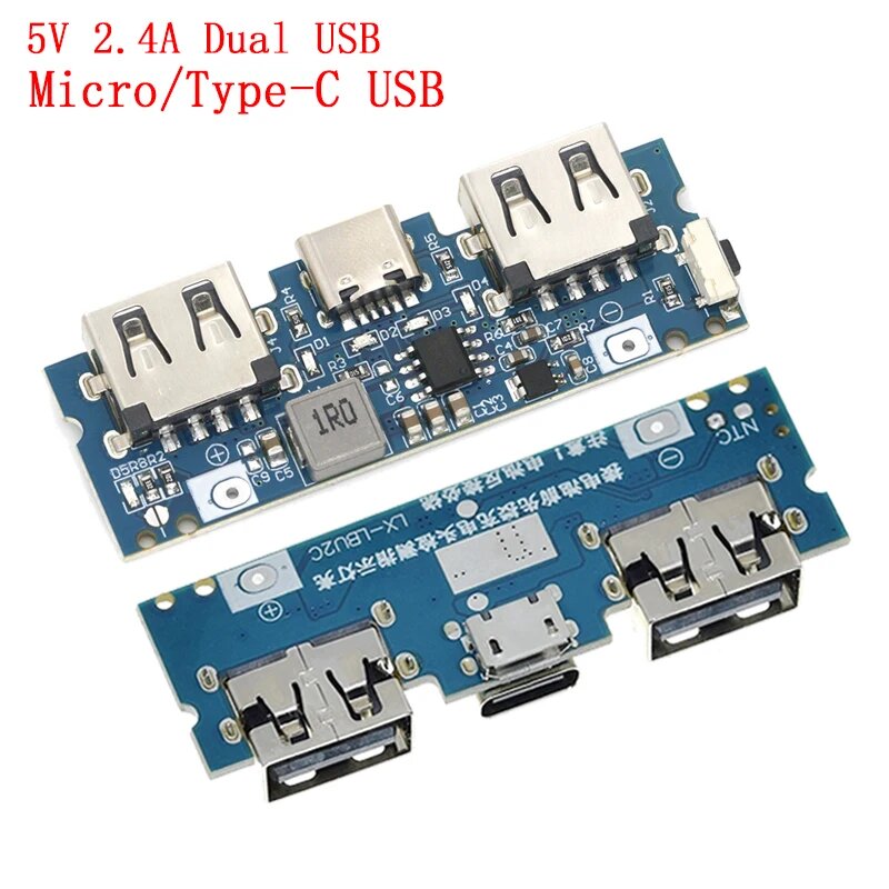 Micro/Type-C USB 5 В 24 А двойной USB 18650 Boost зарядное устройство для аккумулятора мобильный аккумулятор аксессуары для телефона DIY