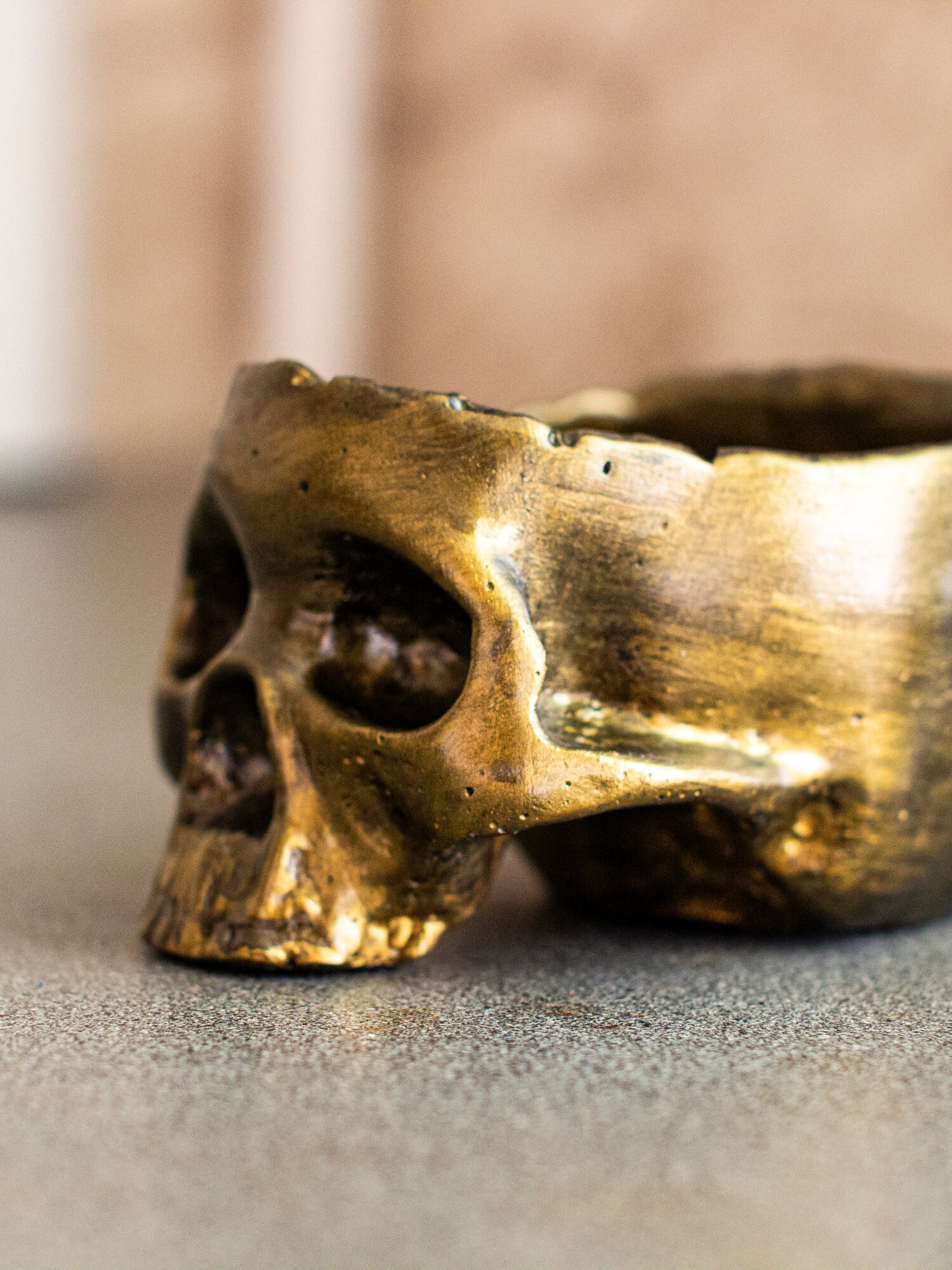 Шкатулка "Бронзовый Череп", ручная работа, бронзовая, 14x10x9см