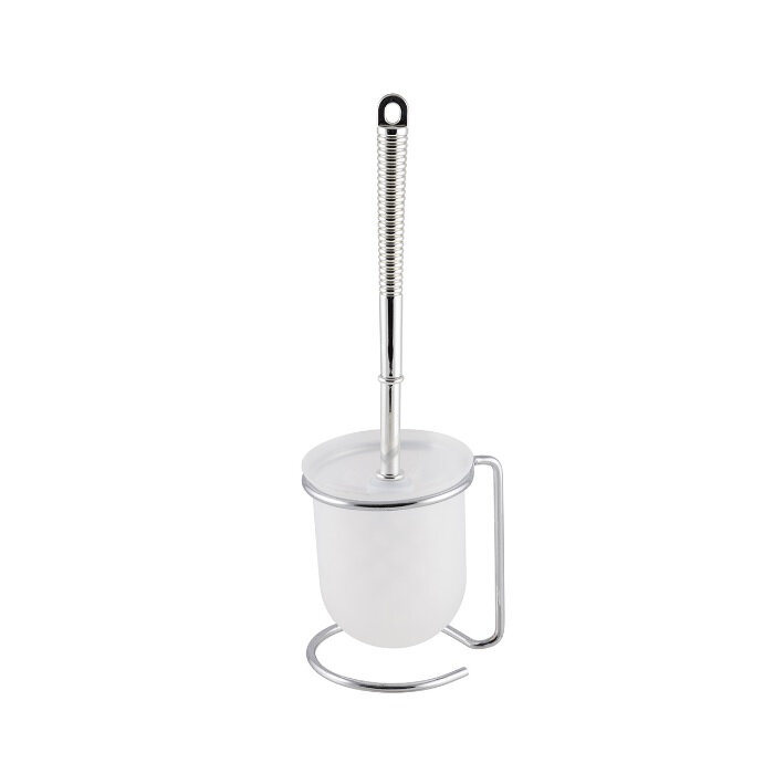 Набор для туалета Рыжий Кот ёршик с подставкой хром металл пластик 10х12х37 см