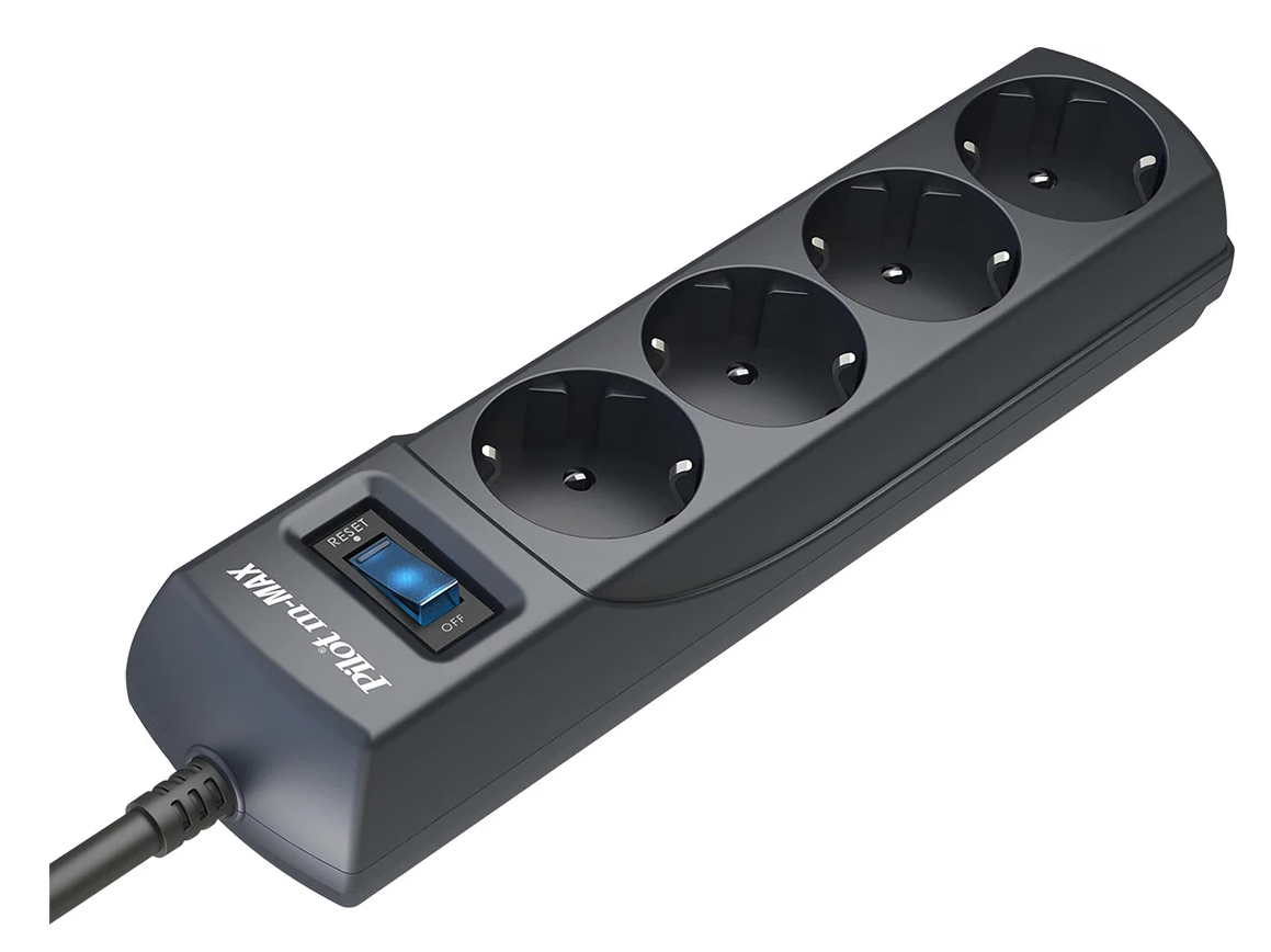 Фильтр сетевой PILOT m-MAX 1.8м (4 розетки) серый
