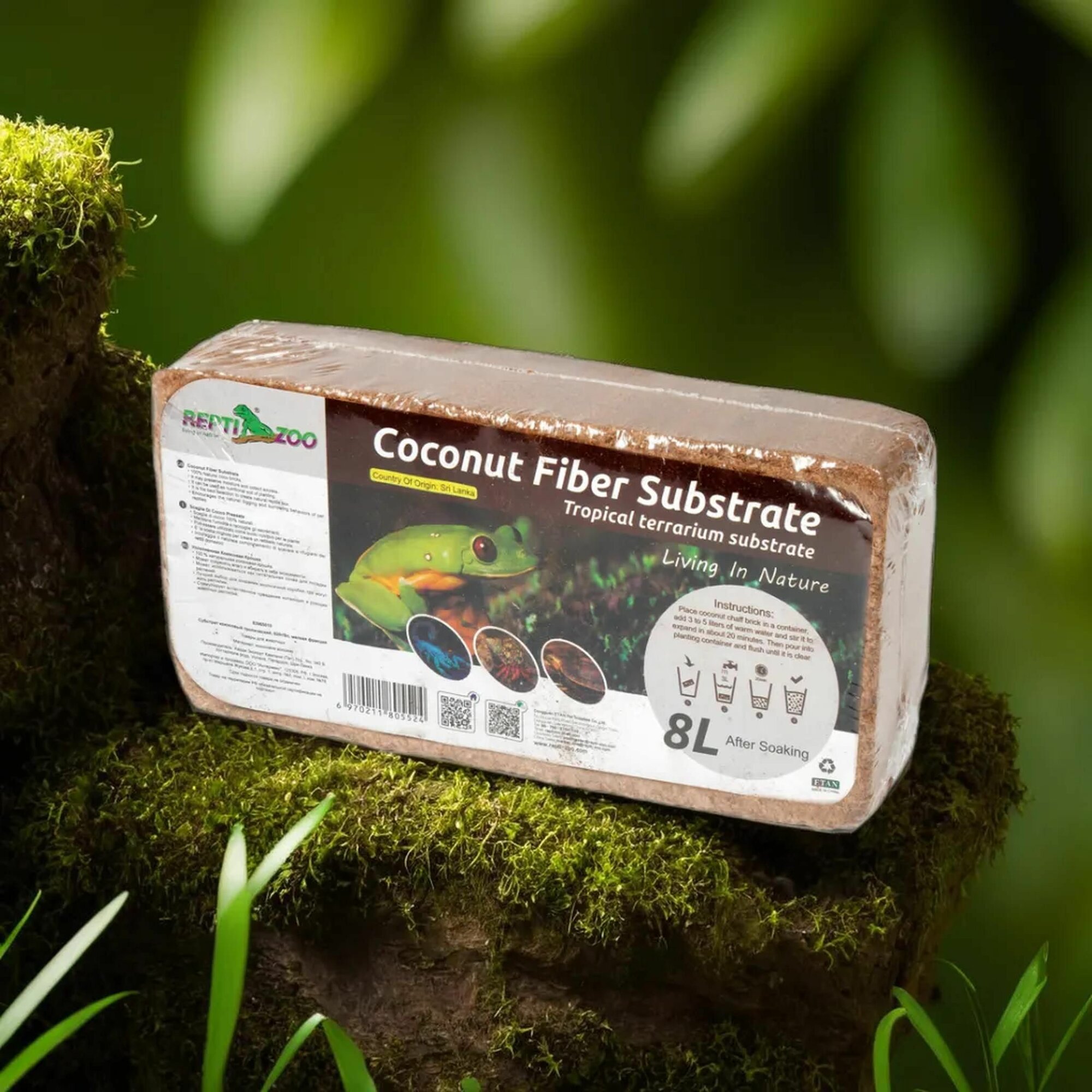 Кокосовый субстрат REPTIZOO Coconut Fiber Substrate (торф, земля, грунт) мелкой фракции 8л (для змей, гекконов черепах, амфибий) — фото 1