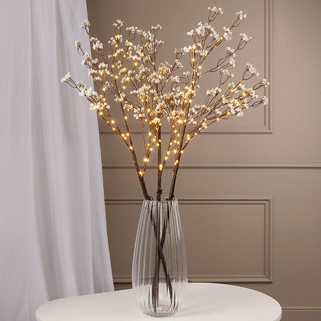 Набор светящихся веток Arbre a Fleurs 100 см белые 45 теплых белых LED ламп 3 шт IP44