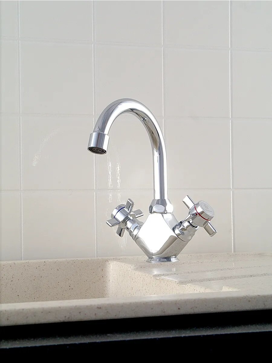 Смеситель Diadonna, для кухни, высокий излив, латунь, гибкий подвод, хром — фото 1