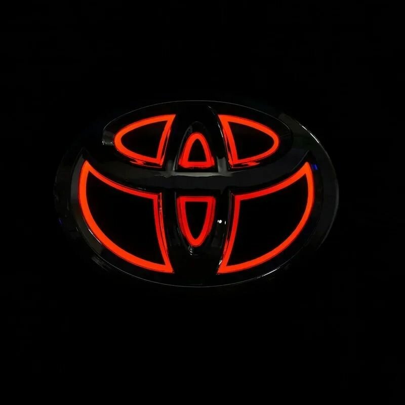 Эмблема LED Toyota, красный, 14x10 см