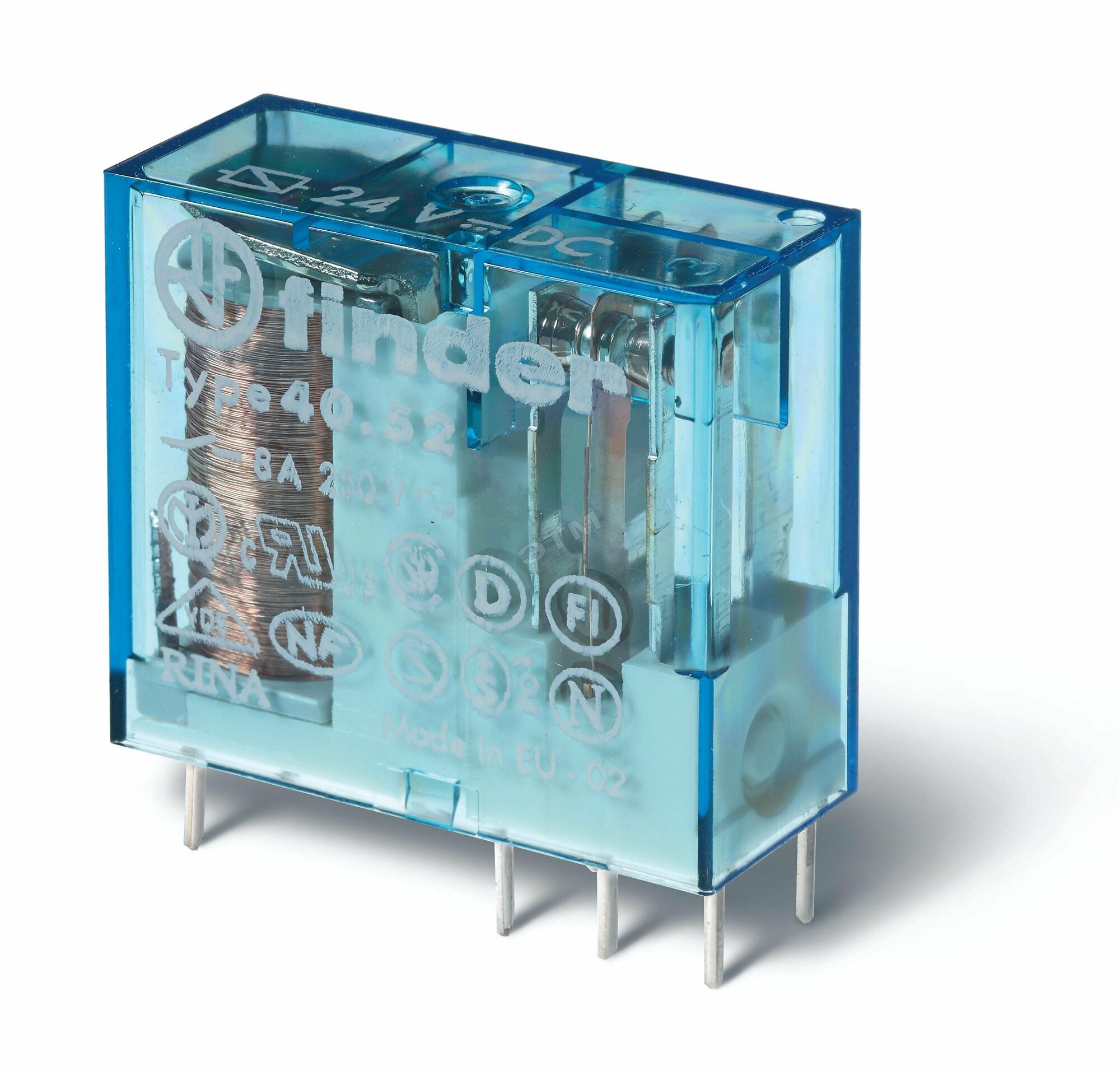 Реле Finder 406190120000  16A  DC 12V  универсальное  монтаж на плату  шаг выводов 5 мм