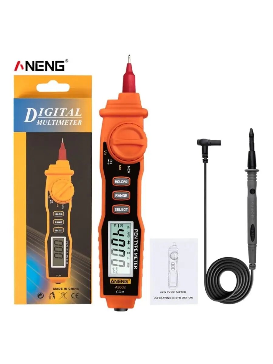 Цифровой мультиметр (ручка), DC/AC ≤600В, R ≤40МОм, NCV, подсветка, 2×AAA, ABS пластик