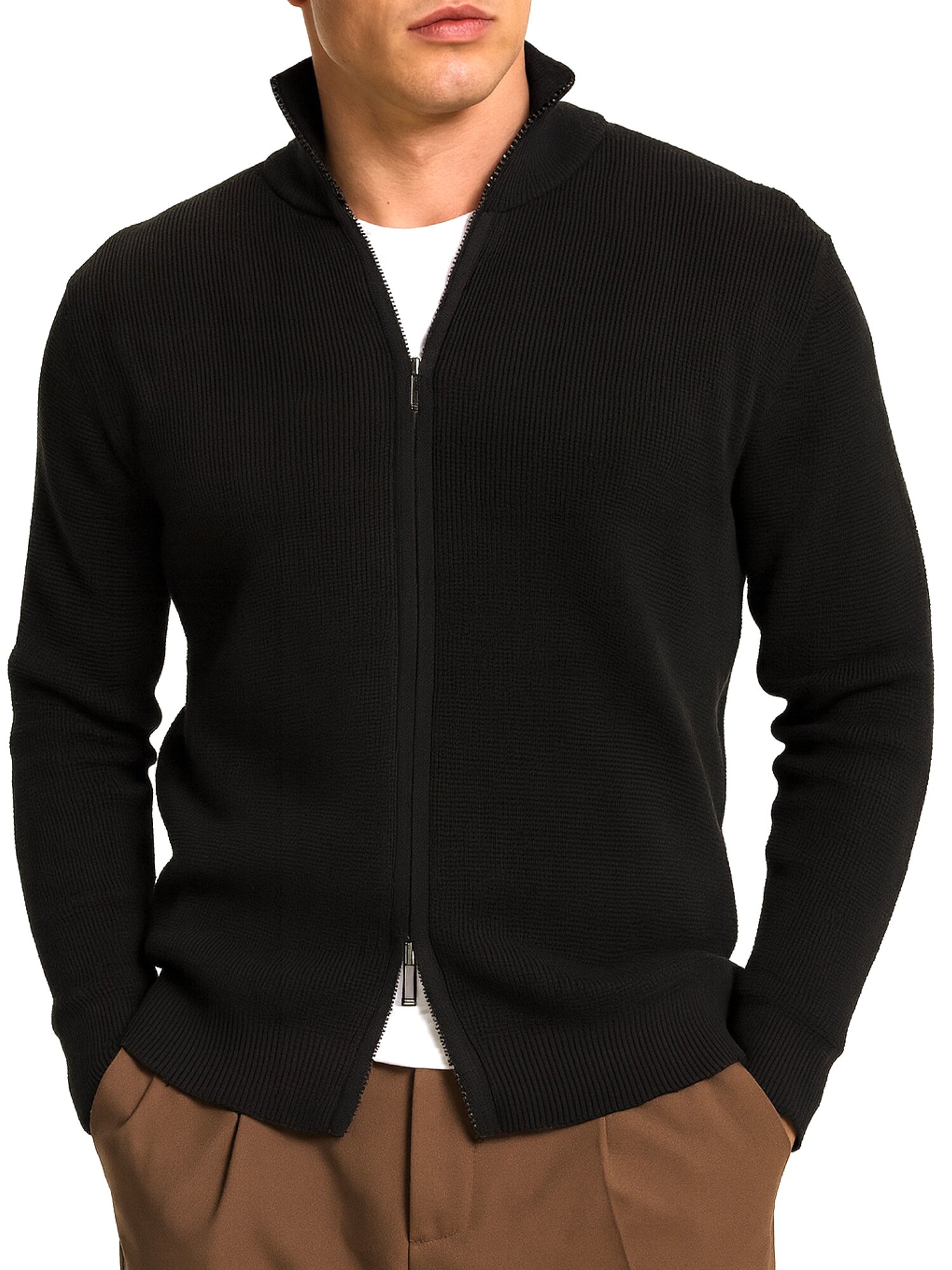 Кардиган DOUX SAINT вязаный на молнии, размер XL, черный