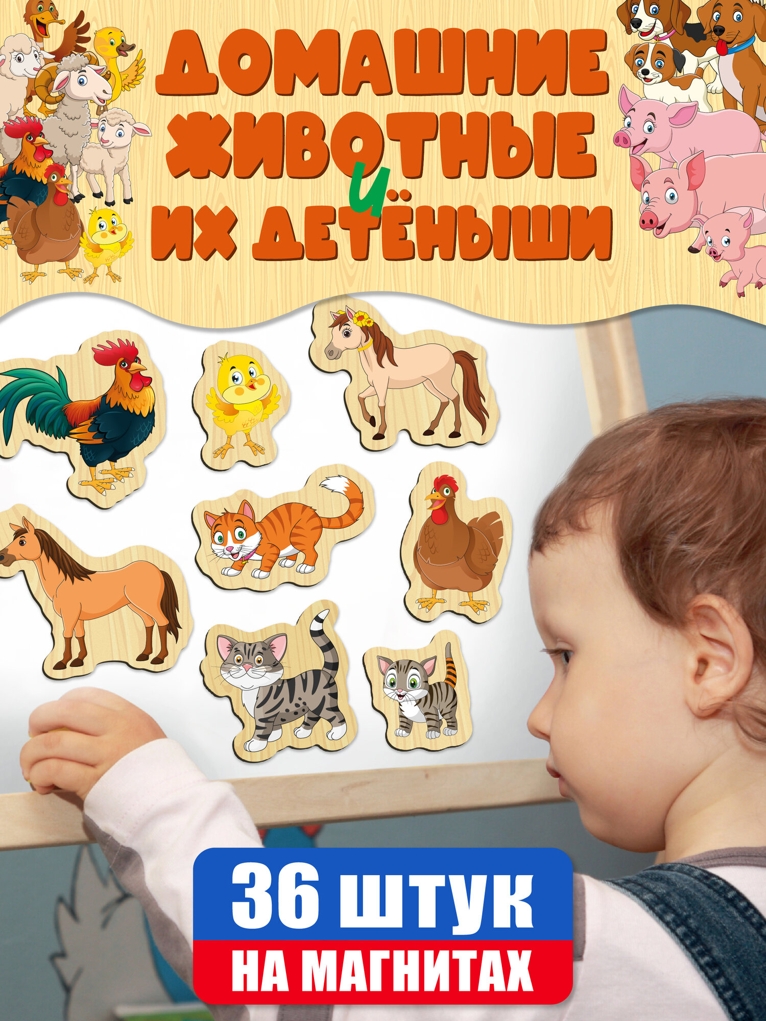Магнитные игры для детей: Домашние животные и их детеныши (от 3 лет)
