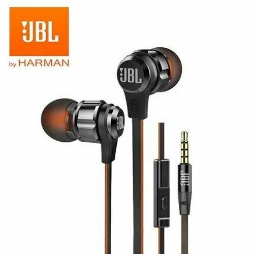 Проводные внутриканальные наушники JBL T180A 35 мм с микрофоном Bass чёрные 2200₽