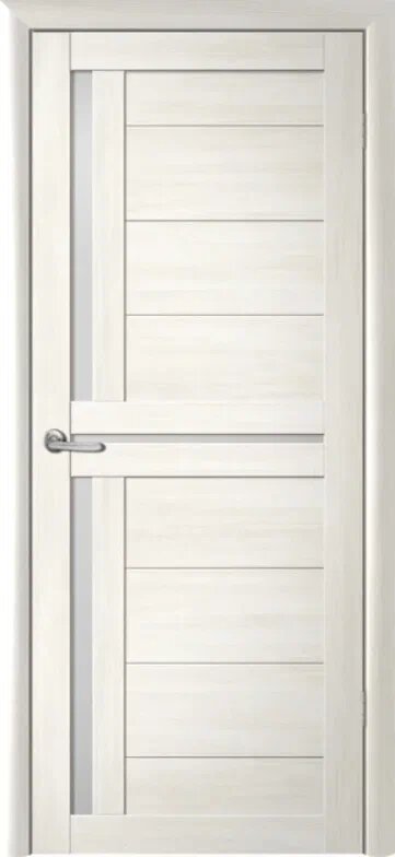 Межкомнатная дверь (дверное полотно) Albero Кельн Эко-Шпон / Белый кипарис / Стекло мателюкс 80х200