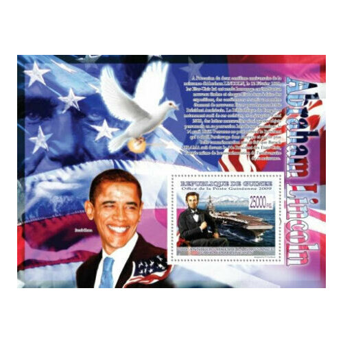 Почтовые марки Гвинея 2009г. Президент Сша - Авраам Линкольн MNH