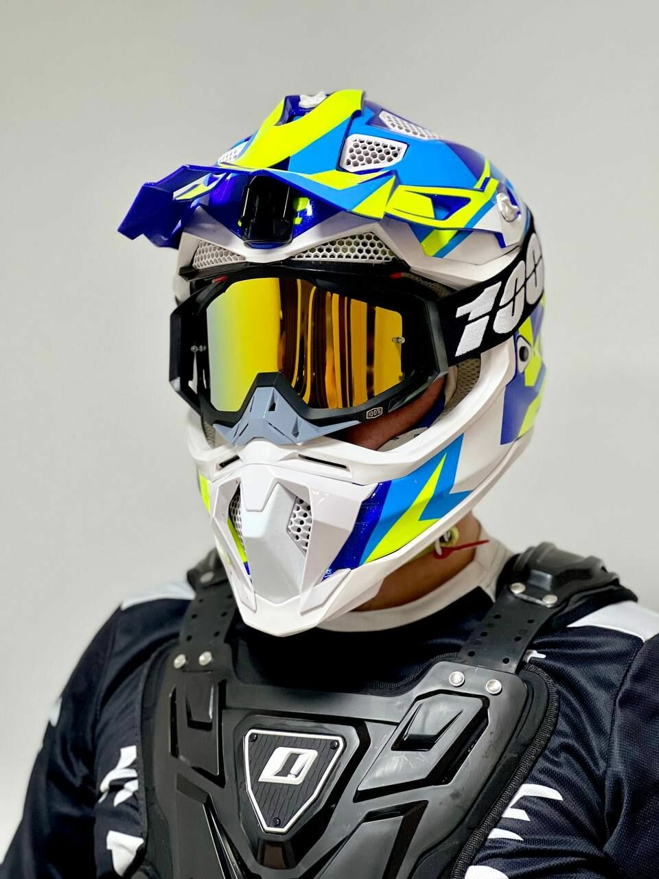 Очки для мотокросса и эндуро Motolike Серо-черная, линза золото — фото 5