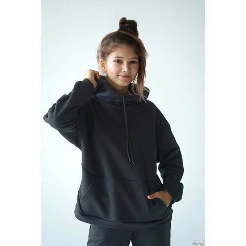 фото Толстовка , размер 140/60, черный в тренде