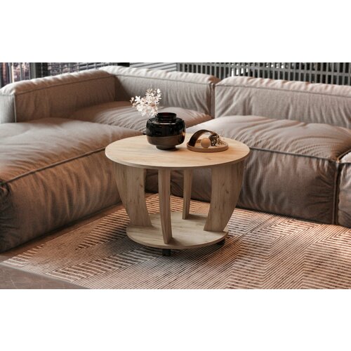 Журнальный стол, столик на колесах, ЛДСП, подкатной, для гостиной, серый