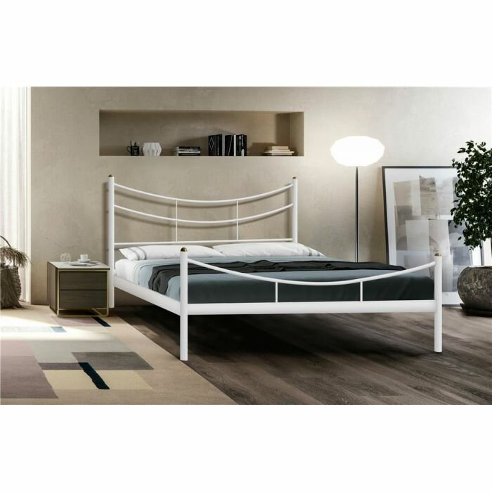 Кровать двуспальная "Luna" (160х200/металлическое основание) Белый