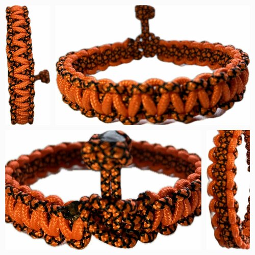 фото Славянский оберег, плетеный браслет "оранжевое чудо", 1 шт., размер 8.5 см, размер one size, диаметр 8 см, черный, оранжевый sunny street