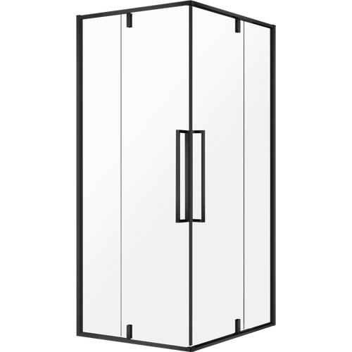 Душевой уголок AQUAme AQM7102-2-8 80х80, профиль черный матовый