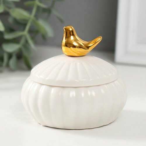 SUI Шкатулка керамика Золотой воробышек микс 75х75х7 см 575₽