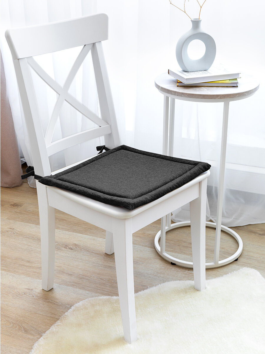 фото Подушка Для Стула Волшебная Ночь 40х40 Графит, рогожка, 4 шт