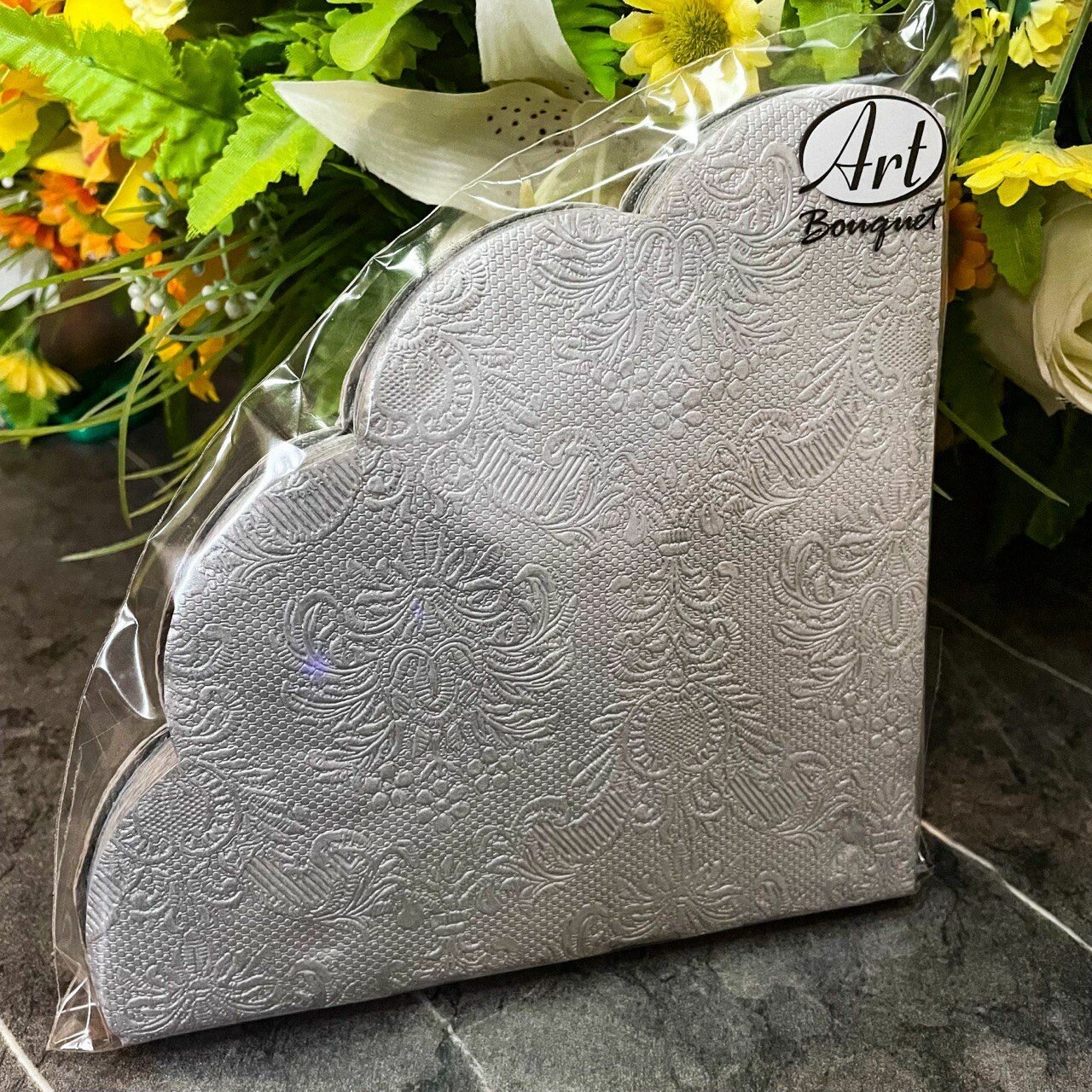 фото Салфетки Desna Круглые Барокко Серебро