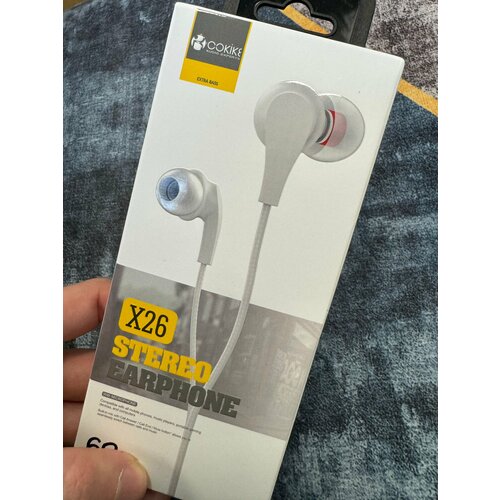 Проводные наушники капельки с микрофоном Cokike X26 95 Дцб 130см 16 Ом разъем 35мм для старых телефонов магнитолы радио MP3-плеера VR-оч 588₽