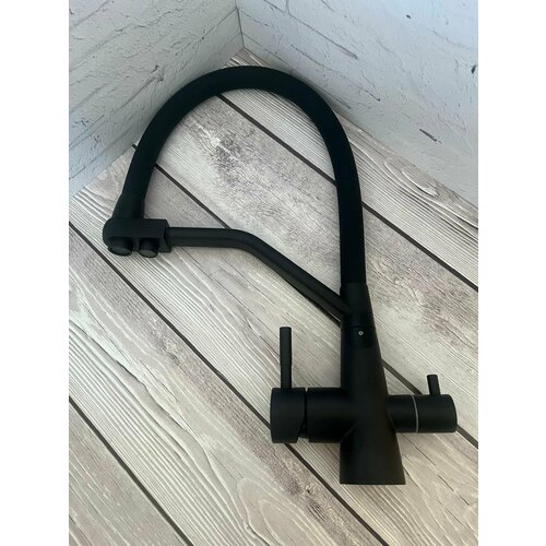 Смеситель для мойки с фильтром и краном питьевой воды KOGGO Черный-матовый