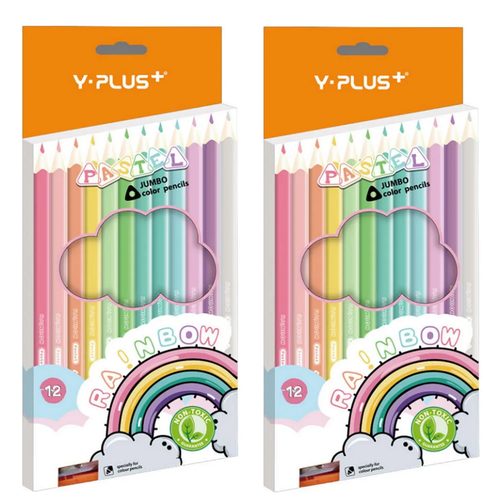 Карандаши цветные Y-Plus Rainbow Pastel утолщенные 12 штточилка 2 уп 1221₽
