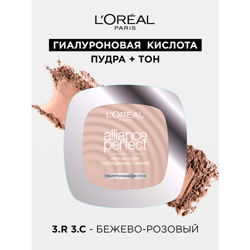 пудры компактные l oréal paris пудра компактная alliance perfect совершенное слияние выравнивающая и увлажняющая L'Oreal Paris Alliance Perfect пудра компактная Совершенное слияние, выравнивающая и увлажняющая 1 шт. R3 бежево-розовый 9 г