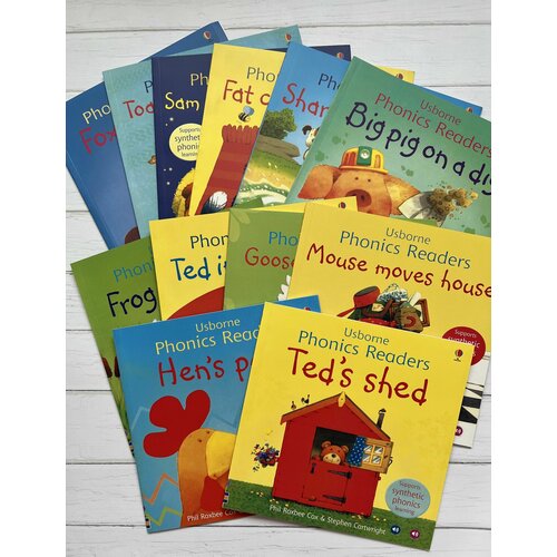 Usborne Phonics Readers 12 книг для чтения детям Английский язык punter russell fat cat on a mat