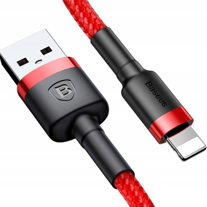 Красный USB-кабель Lightning Baseus 2.4А Cafule Cable 1m