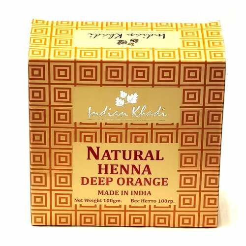 Natural Henna DEEP ORANGE, Indian Khadi (Натуральная хна тёмно-оранжевая, Индиан Кхади), 100 г.