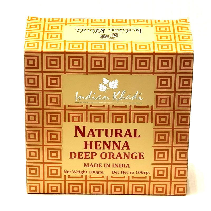 Natural Henna DEEP ORANGE, Indian Khadi (Натуральная хна тёмно-оранжевая, Индиан Кхади), 100 г.