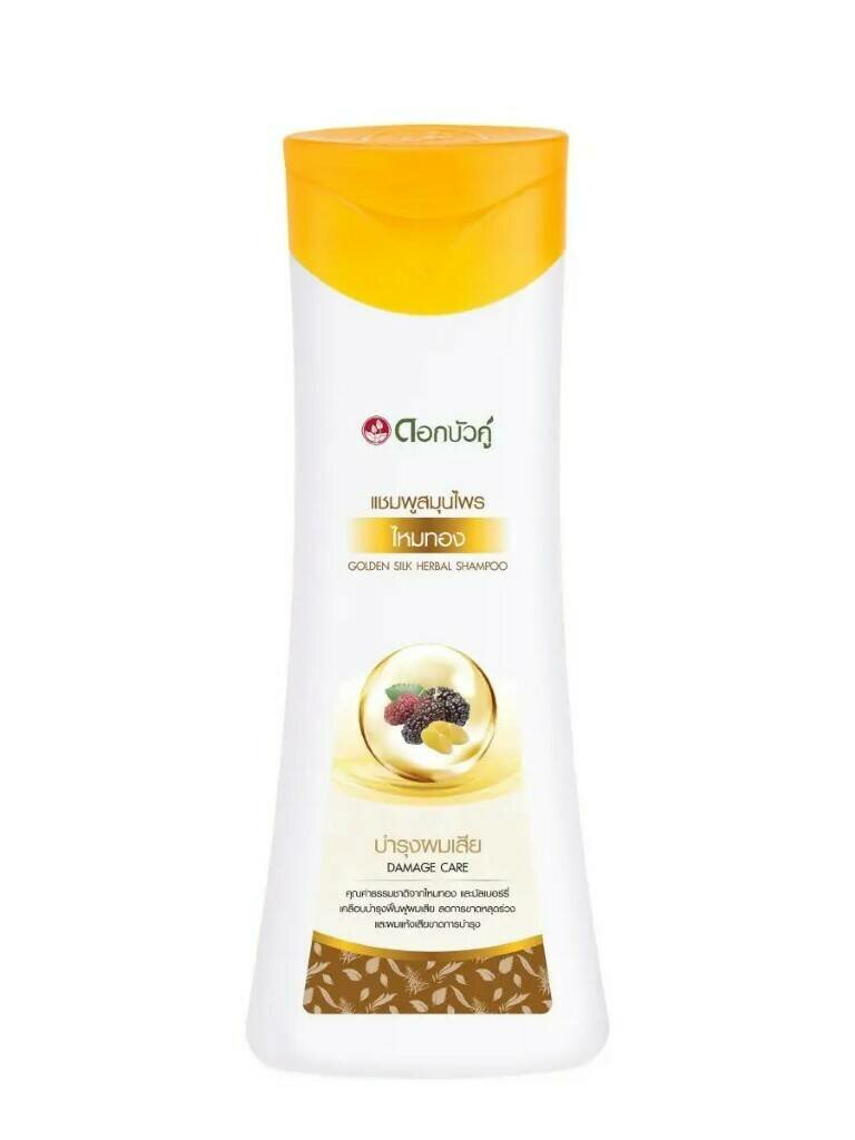 фото Dok Bu DAMAGE CARE Golden Silk Herbal Shampoo, Twin Lotus (Травяной шампунь для волос золотой шелк, Твин Лотус), 180 мл.