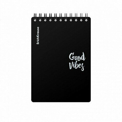 Блокнот A6 80 листов клетка на спирали ErichKrause Words пластиковая обложка черный 394₽