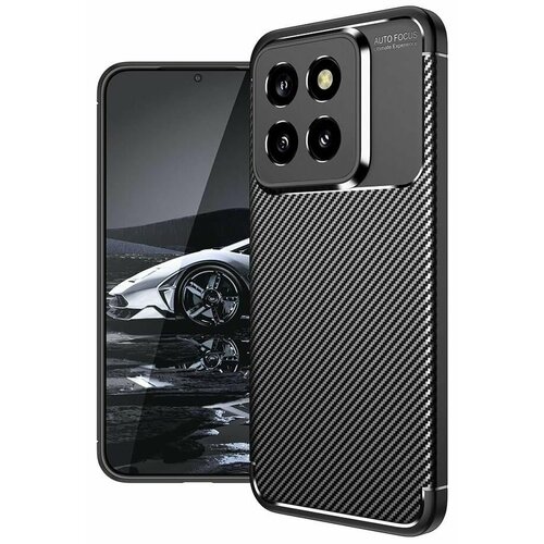 Накладка на Xiaomi 14 Pro силиконовая под карбон чёрная