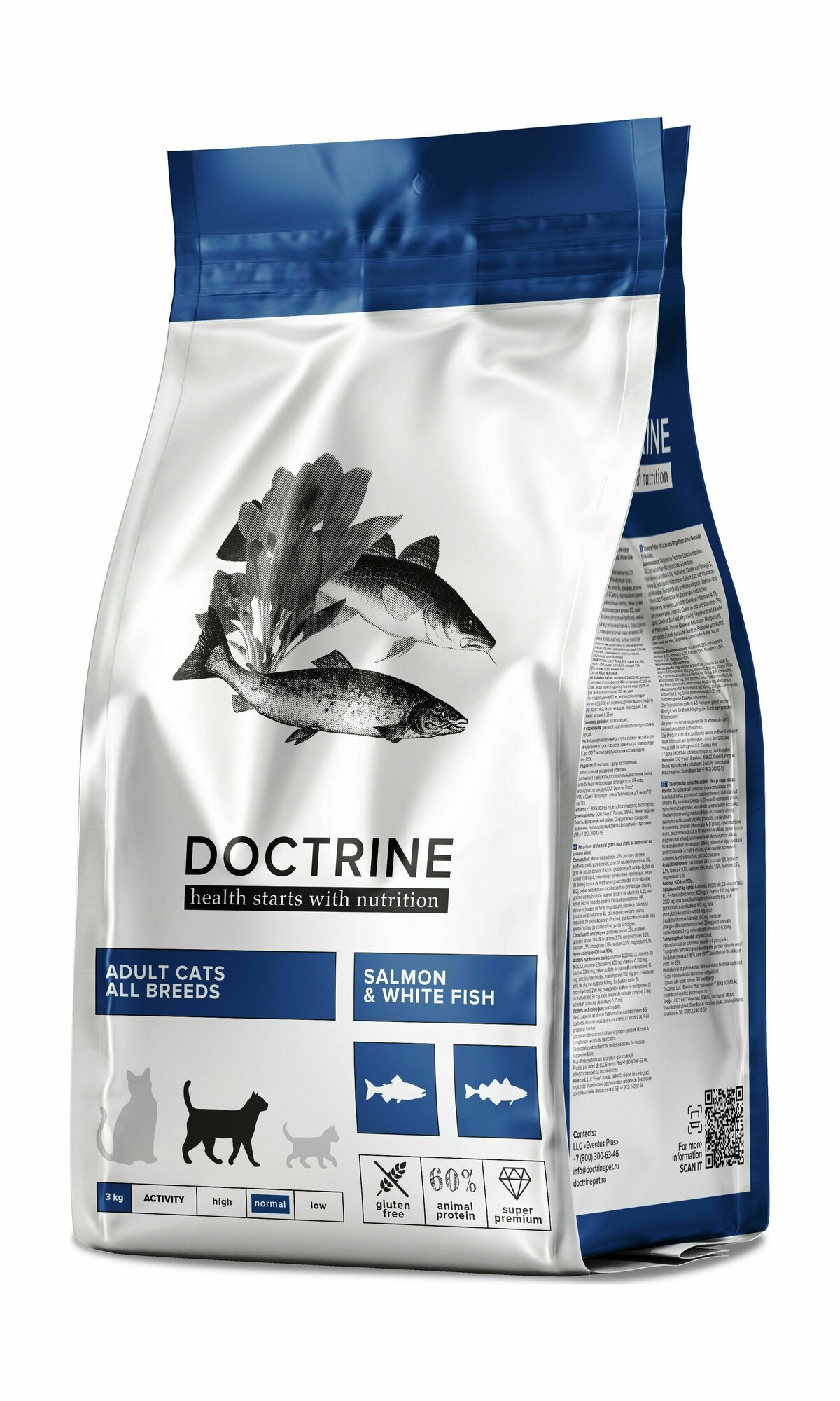 Doctrine - Сухой корм для взрослых кошек и котов, с Лососем и Белой рыбой (3 кг)