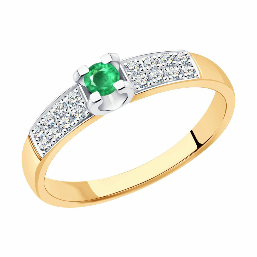 Кольцо Diamant online, золото, 585 проба, бриллиант, изумруд