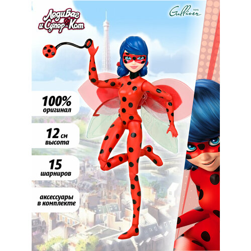 леди баг и супер кот игровой набор miraculous кукла рина руж с аксессуарами Кукла Playmates TOYS Miraculous Ladybug Paris wings, 12 см, 50401 красный/черный