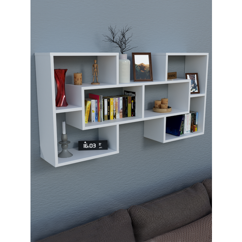 Полка настенная навесная, ЛДСП, 115х55х20 см, белого цвета, стиль лофт