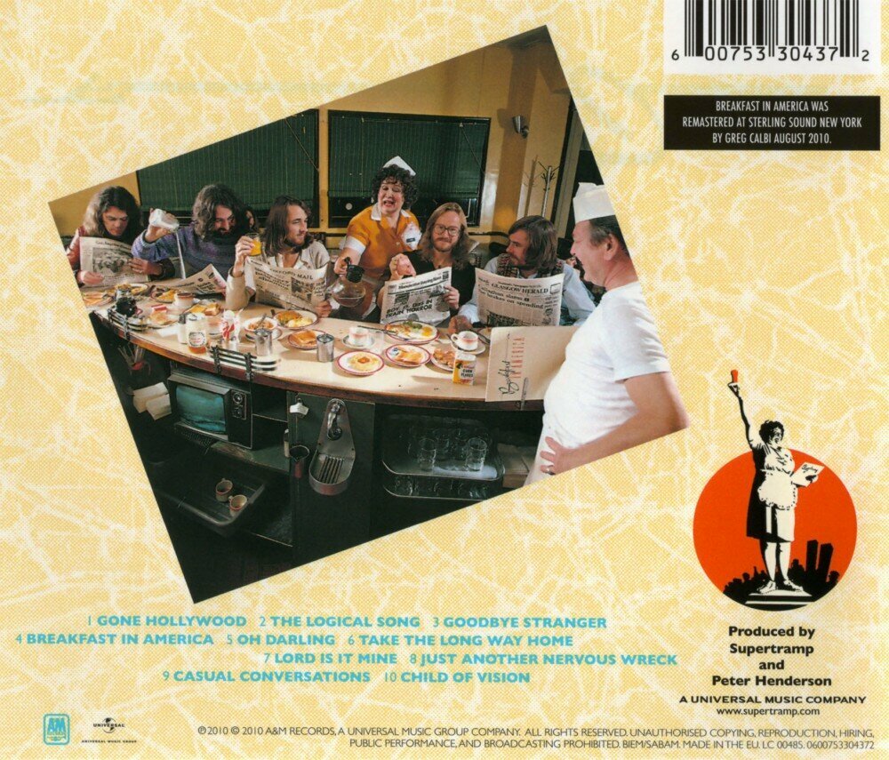 Supertramp Breakfast In America (Remastered) CD Мистерия звука - фото №10