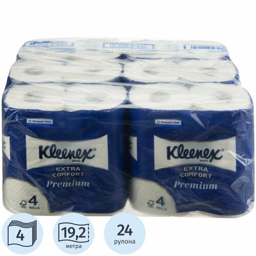 Бумага туалетная Kleenex PremiumExtraComfort 4сл 19,2 м белая 24рул/уп 8484