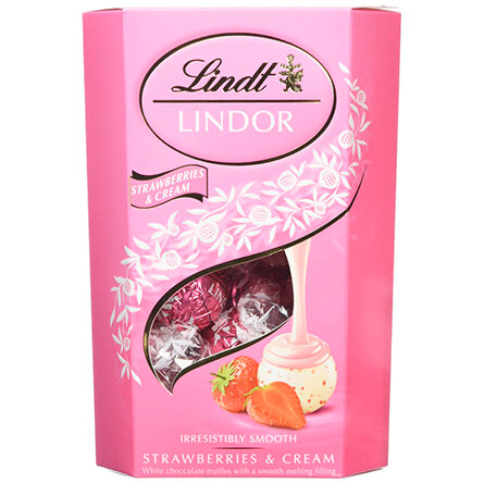 Конфеты LINDT LINDOR Strawberries & Cream Клубника-Крем /картон/ 200г*8